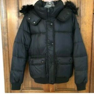 NWT! Black Fur Hooded Puffer!